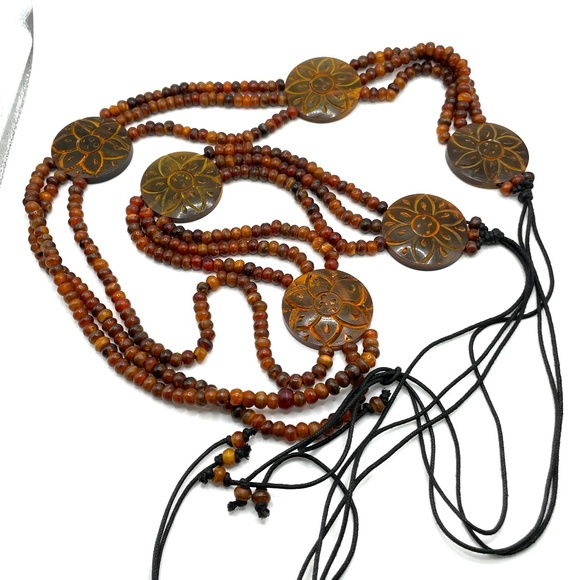 Bohemian Multi Strand Beaded Belt 53" - Picture 1 of 12